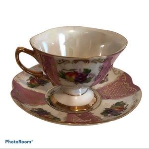 Handmade Vintage Iridescent Tea Cup Bird Feeder